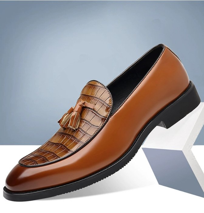 Zapatos de cuero sin cordones para hombre, con punta puntiaguda y estilo informal de negocios. - Imagen 5