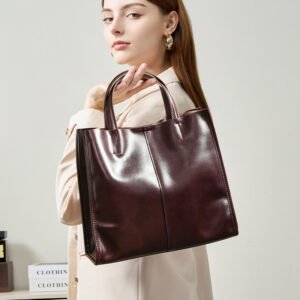 Bolso Tote de Cuero para Mujer, Cuero Vegetal de Primera Capa, Gran Capacidad, Bolso de Mano Elegante y Versátil