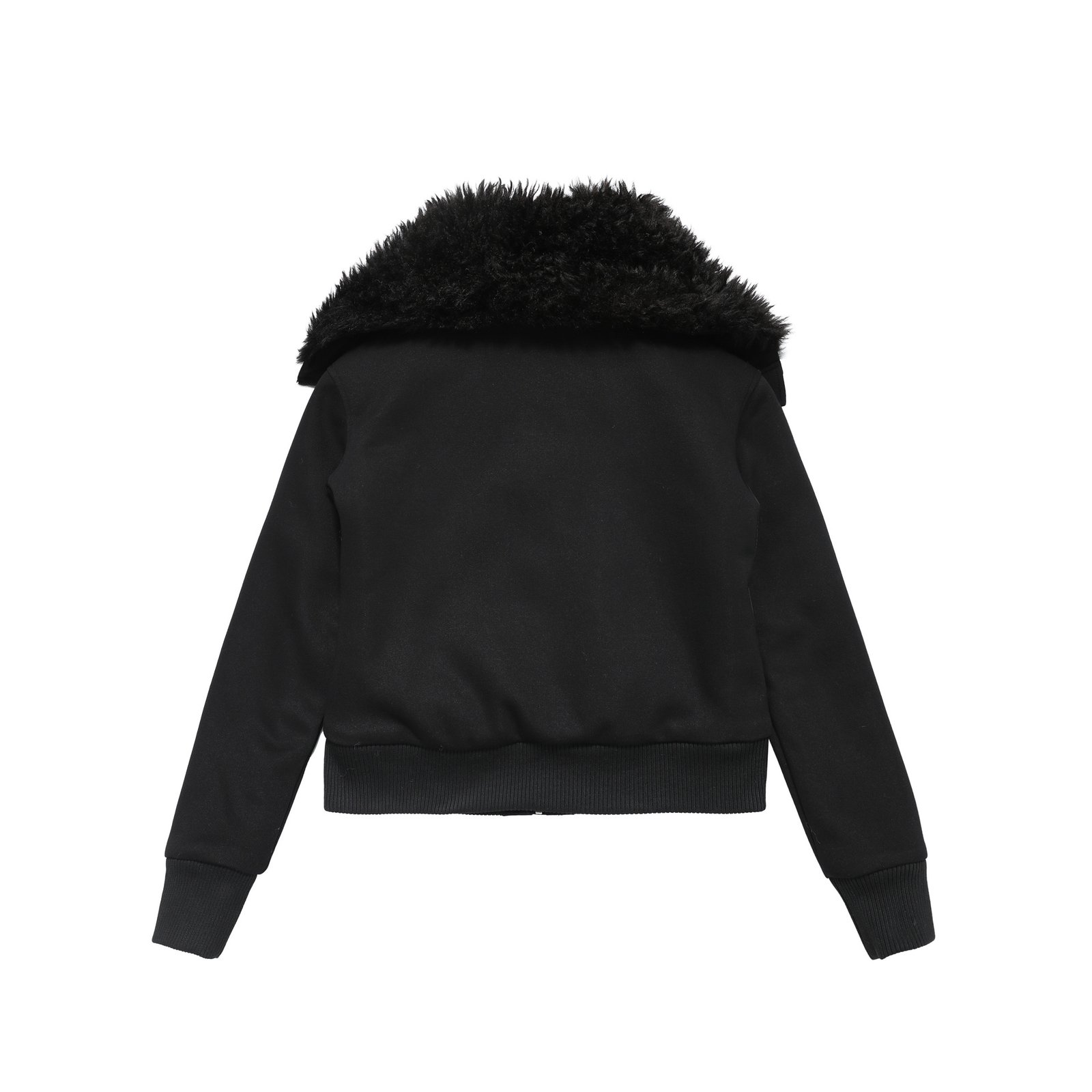 Chaqueta retro inclinada de doble cremallera con gran cuello de piel y capucha - Imagen 4