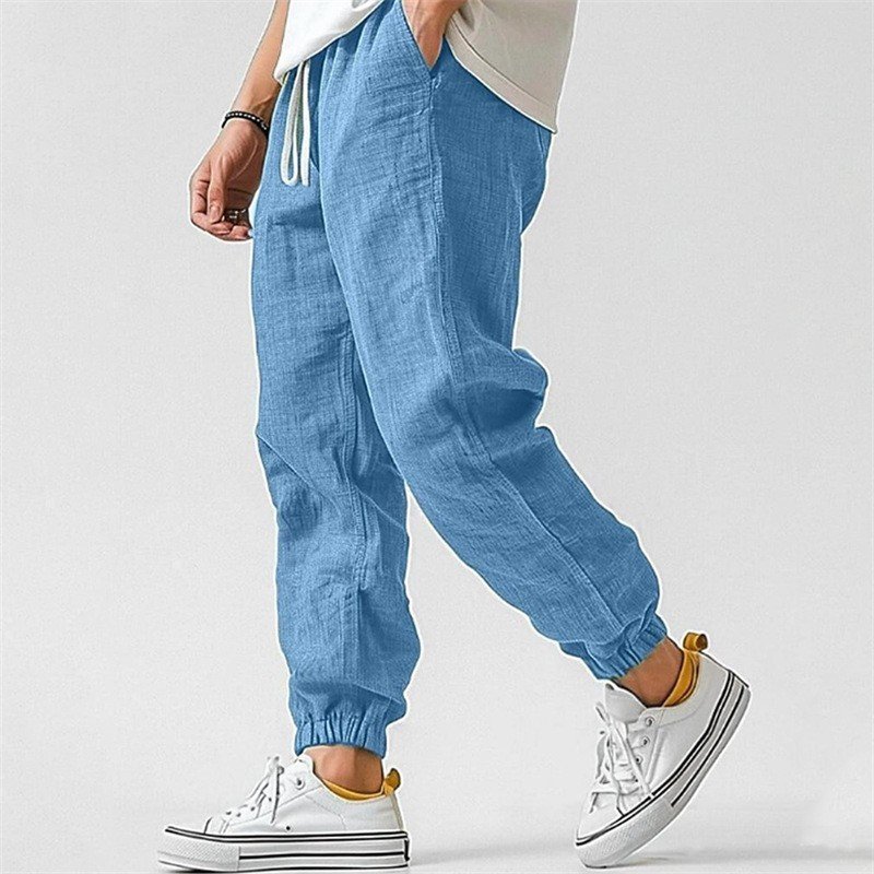 Pantalones tobilleros de color sólido con cintura elástica y pierna recta, transpirables - Imagen 4