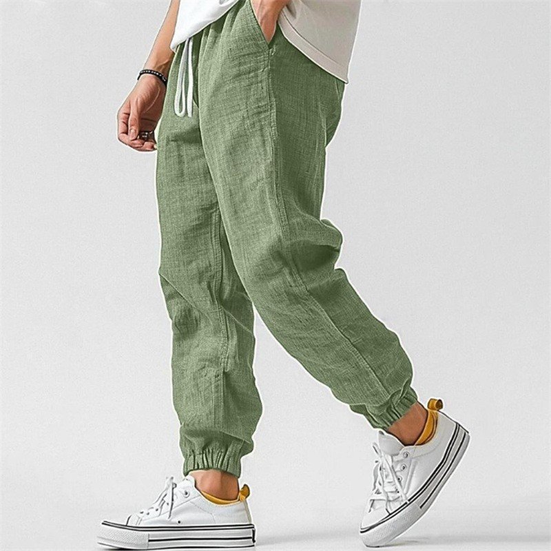 Pantalones tobilleros de color sólido con cintura elástica y pierna recta, transpirables - Imagen 2