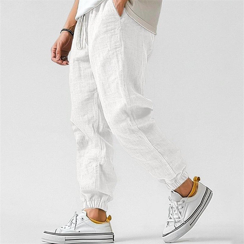 Pantalones tobilleros de color sólido con cintura elástica y pierna recta, transpirables - Imagen 5