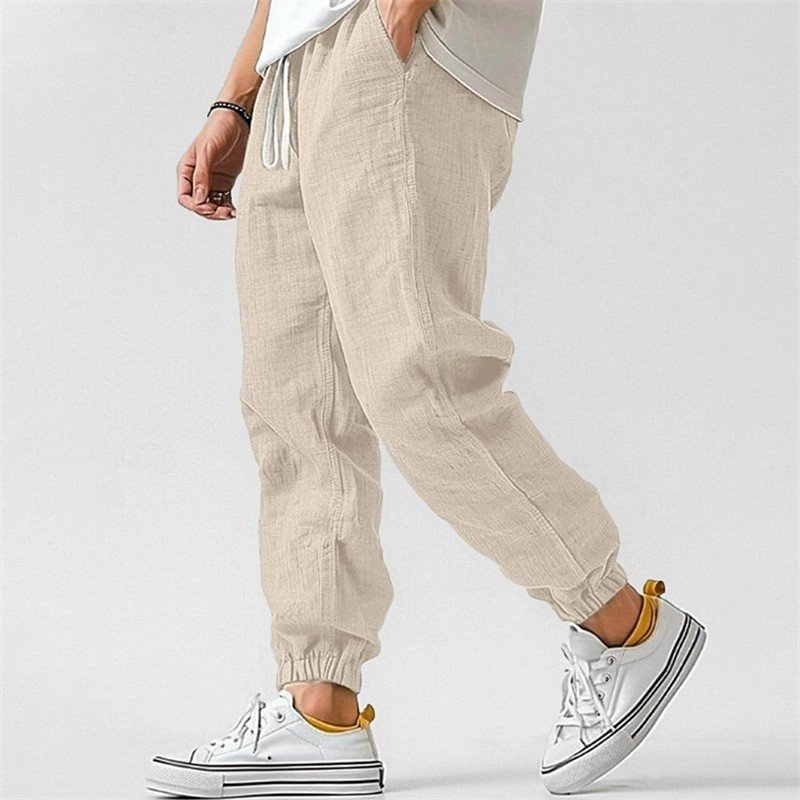 Pantalones tobilleros de color sólido con cintura elástica y pierna recta, transpirables - Imagen 9