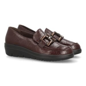 Mocasines cuña con adorno eslabones para mujer